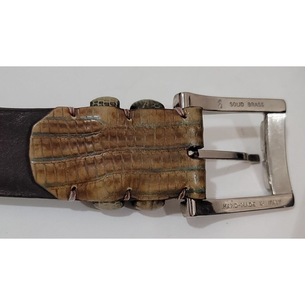 Bill Lavin Soft Collection Italy Hand Made Lizard Belt Classic Brass Buckle 36 - Picture 5 of 9